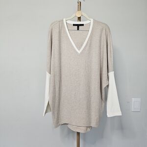 White House‎ Black Market Cream and White Knit Top